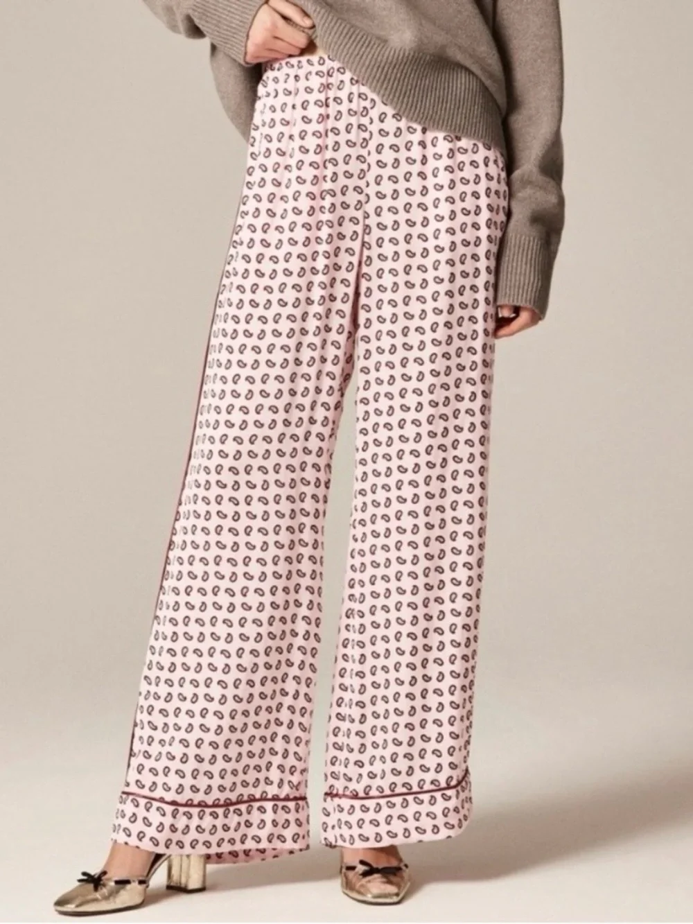 🍒J. Crew Viscose Pant “Cosmo” cuffed pant paisley print Pink XS #CQ269 2025 NWT
